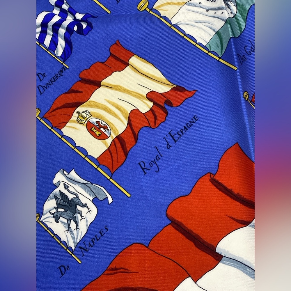 Hermes Vintage Silk Scarf Carre 90”Pavois”Blue - Picture 12 of 16